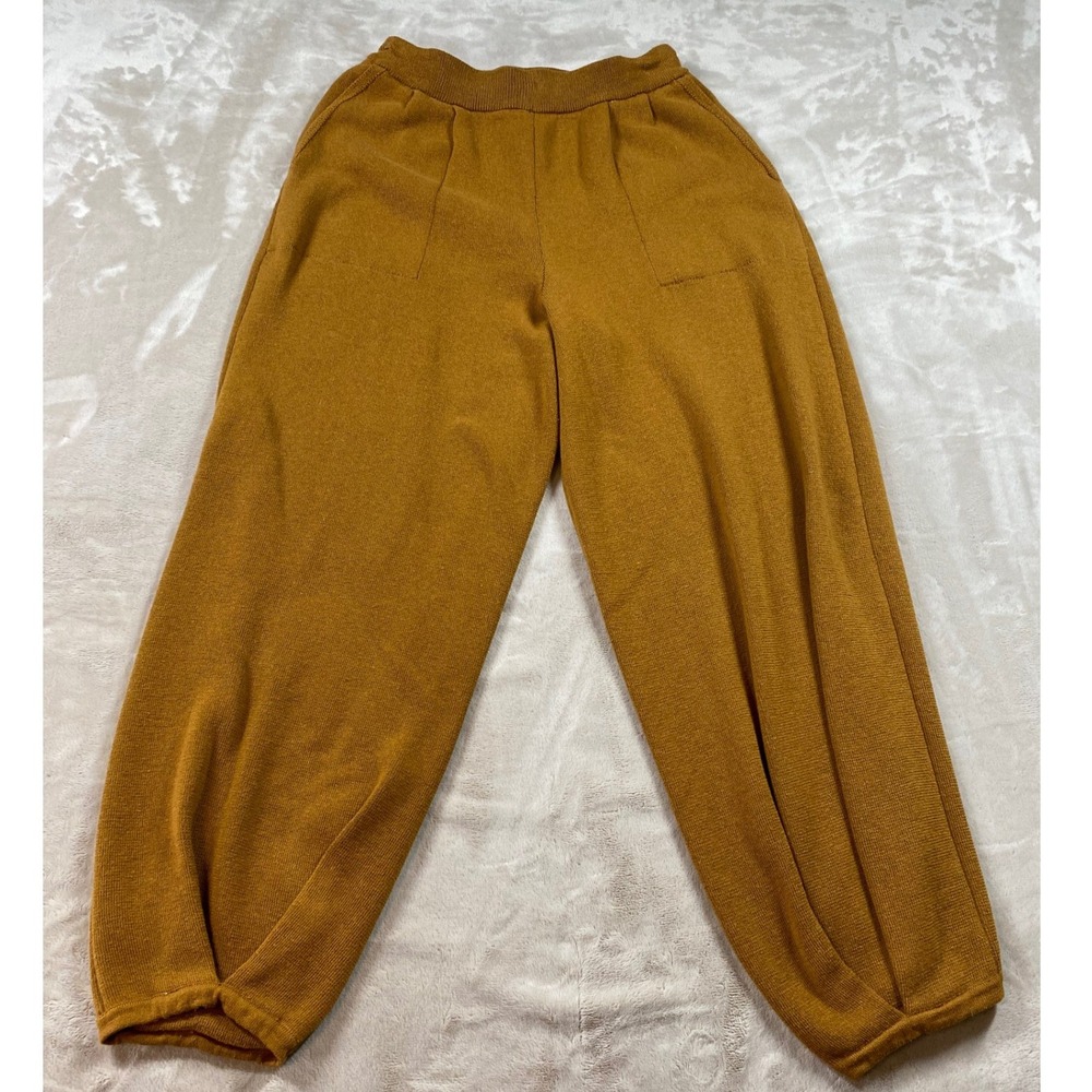 Free People Womens Freya Balloon Knit Pants Mustard Yellow Linen Blend Large